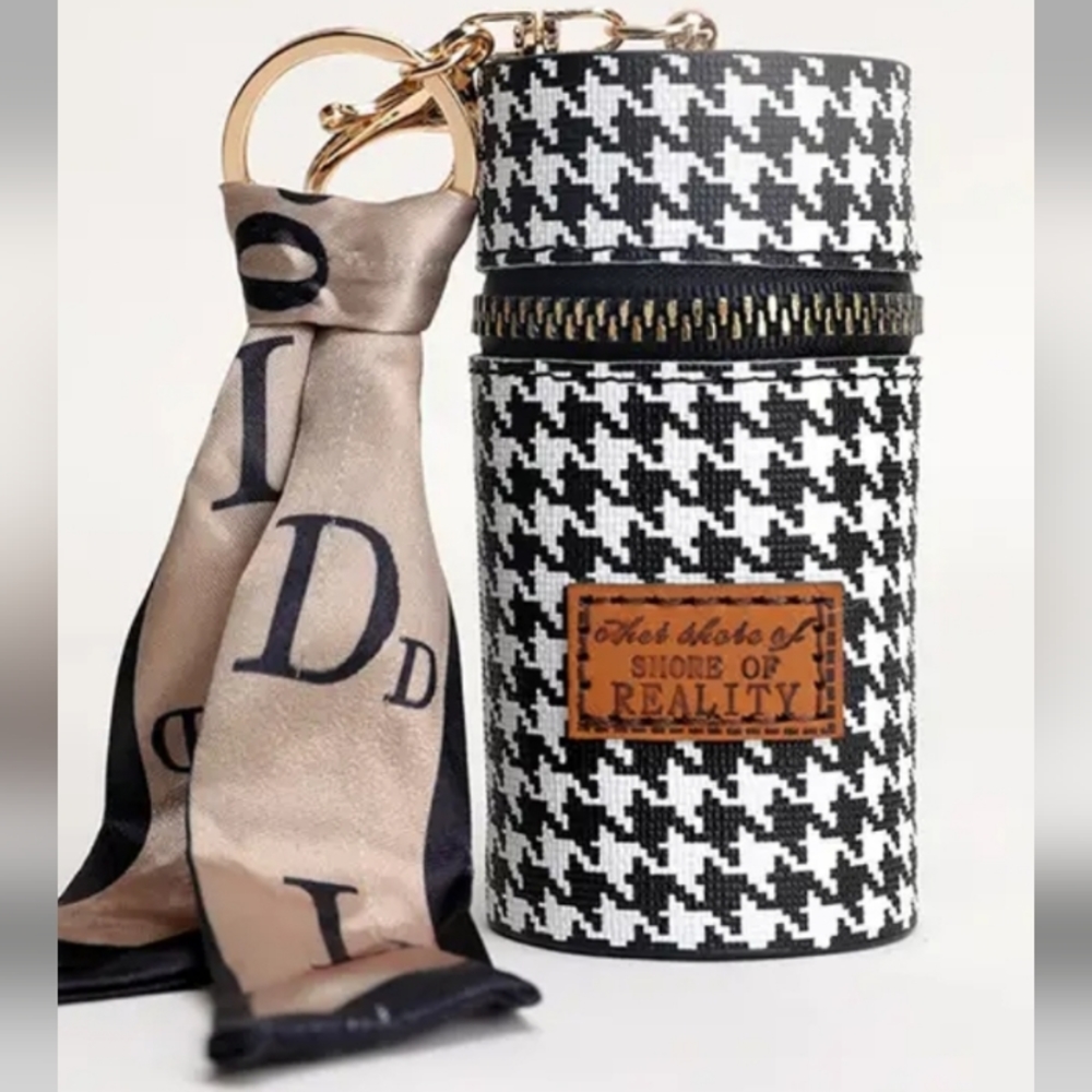 Mini Coin Purse, Leather Storage Zipper Bag, Keychain.